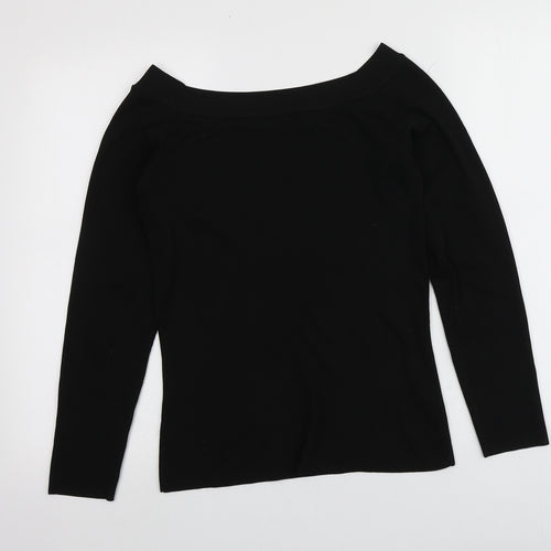 NEXT Womens Black Square Neck  Nylon Pullover Jumper Size 12