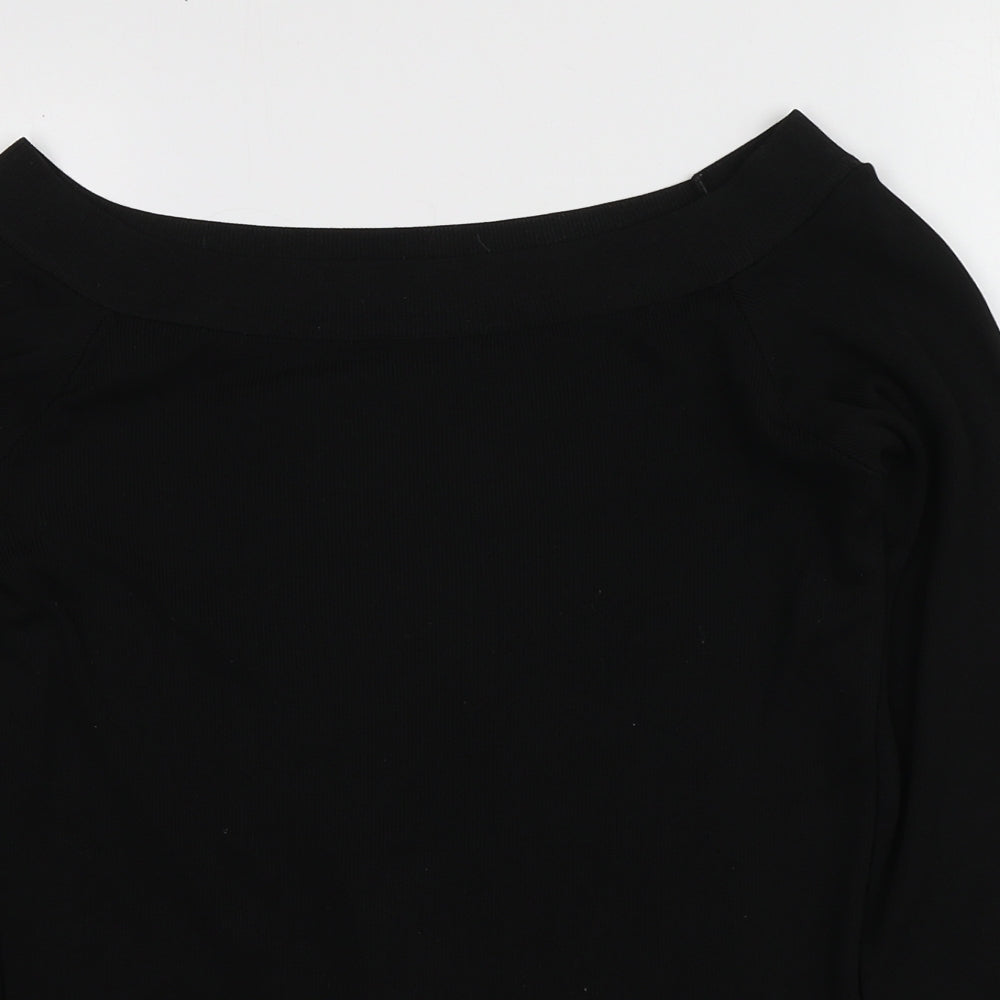 NEXT Womens Black Square Neck  Nylon Pullover Jumper Size 12