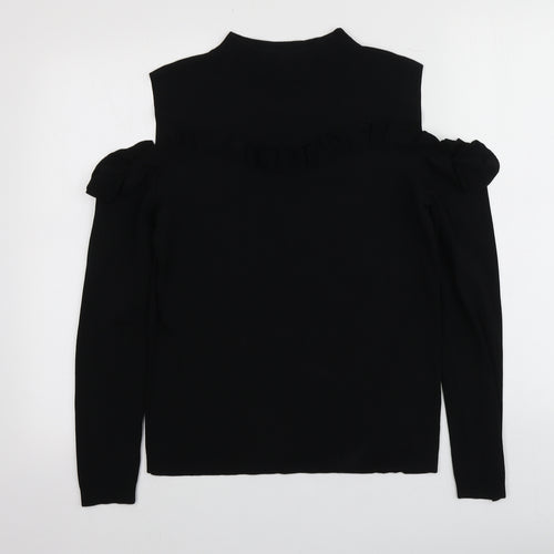 Coast Womens Black High Neck  Viscose Pullover Jumper Size L