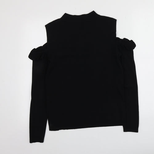 Coast Womens Black High Neck  Viscose Pullover Jumper Size L