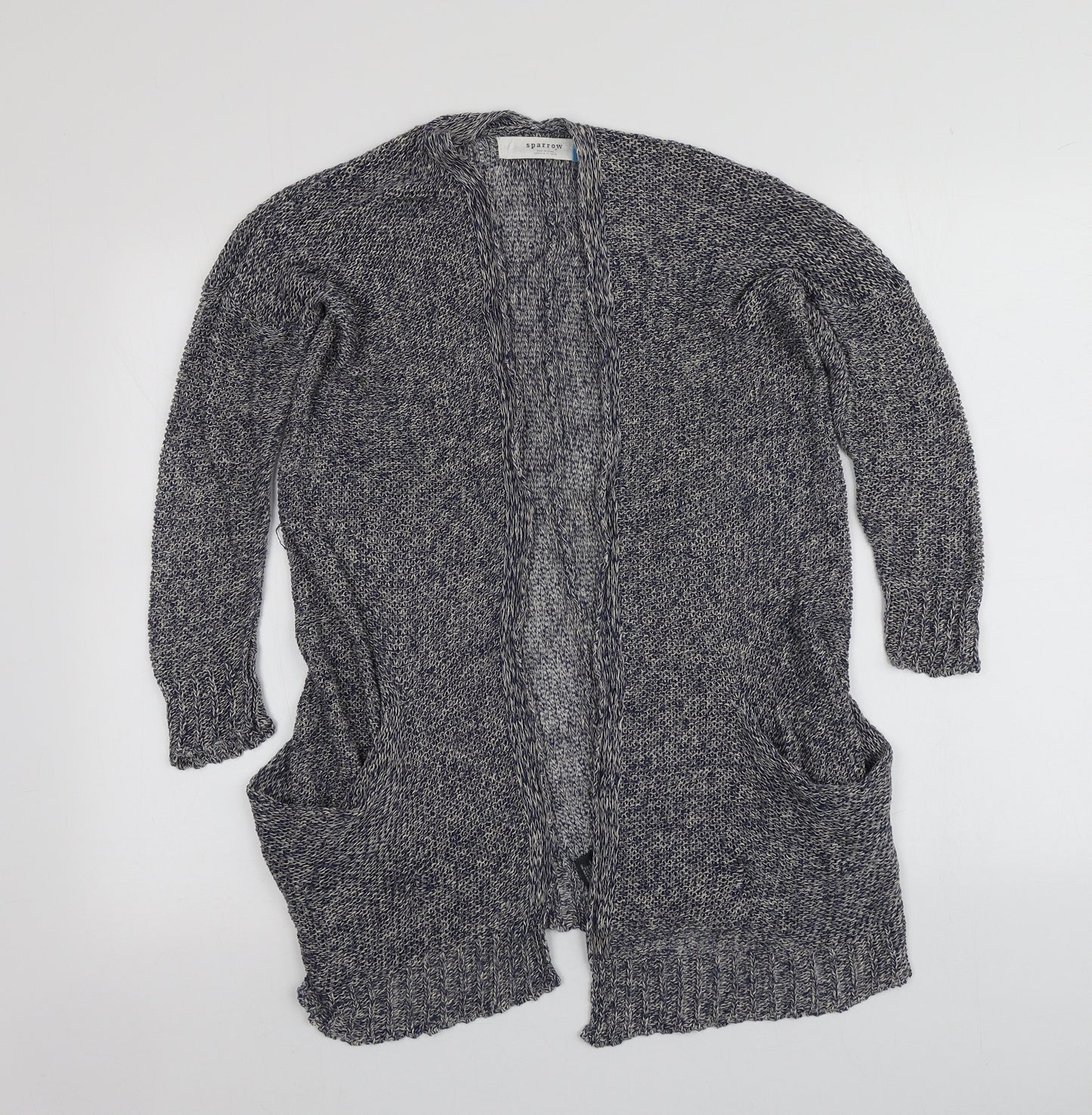 Sparrow Womens Blue V-Neck  Hemp Cardigan Jumper Size XS