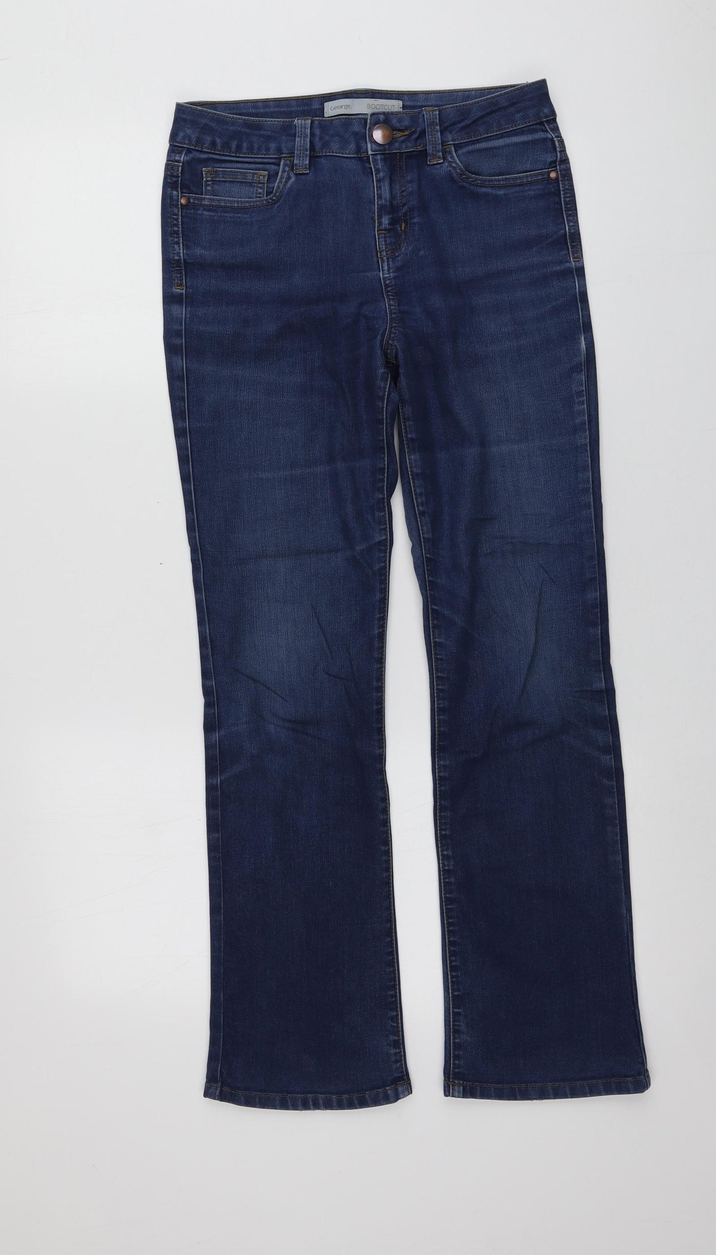 George Womens Blue  Cotton Bootcut Jeans Size 8 L27 in Regular