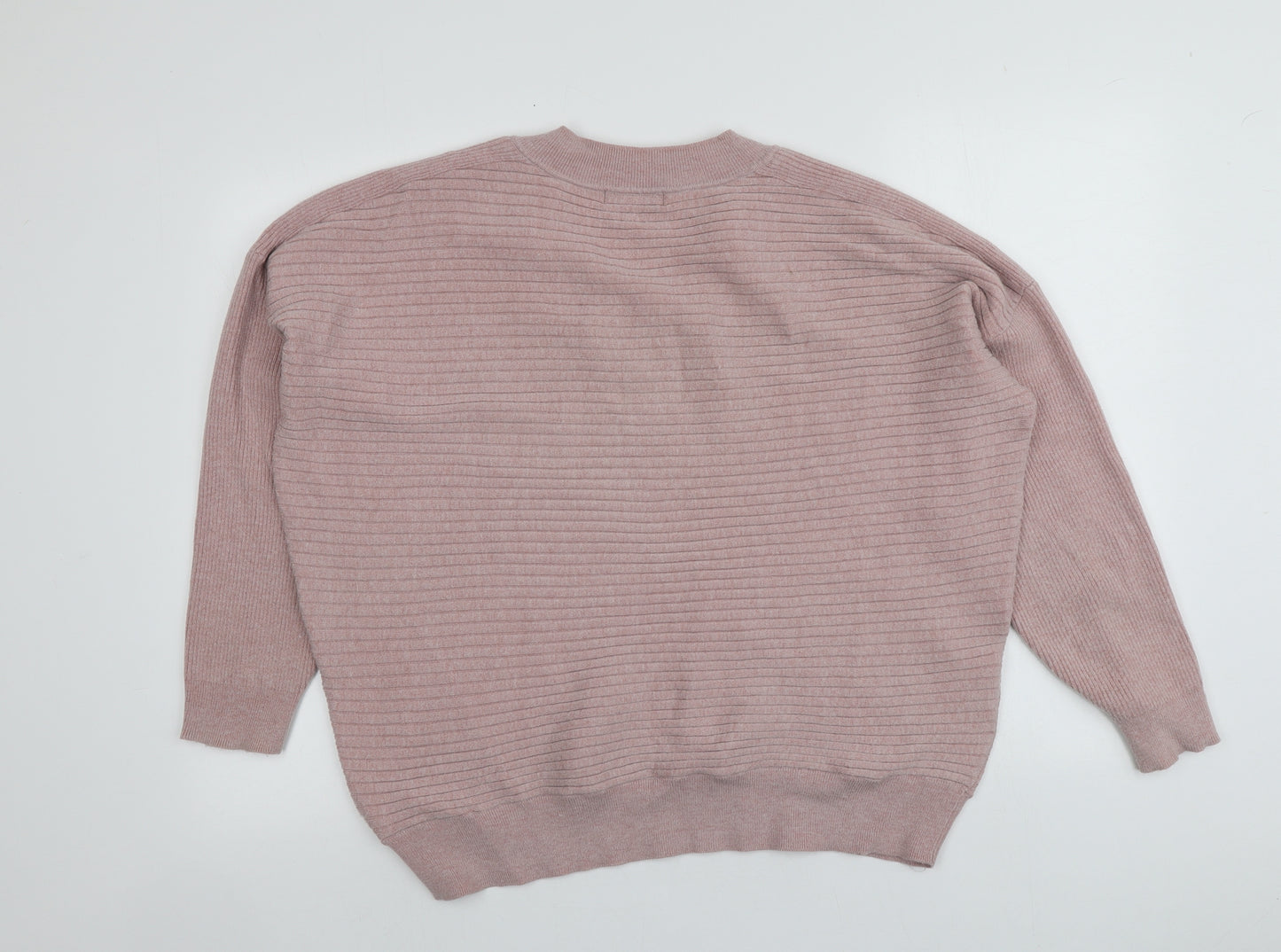 F&F Womens Pink V-Neck  Viscose Pullover Jumper Size 12