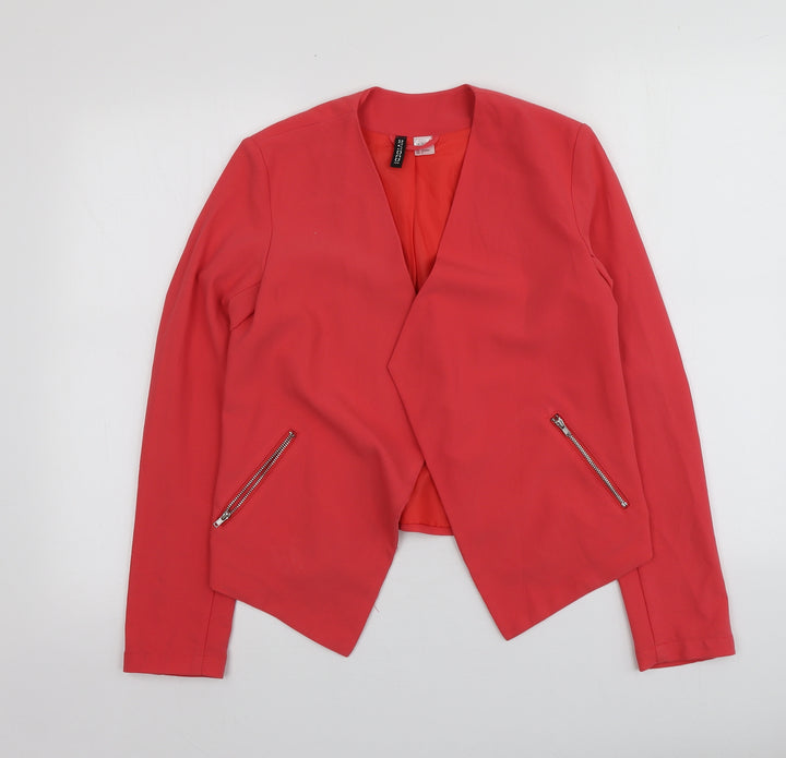 H&M Womens Orange V-Neck Polyester Shrug Jumper Size 34