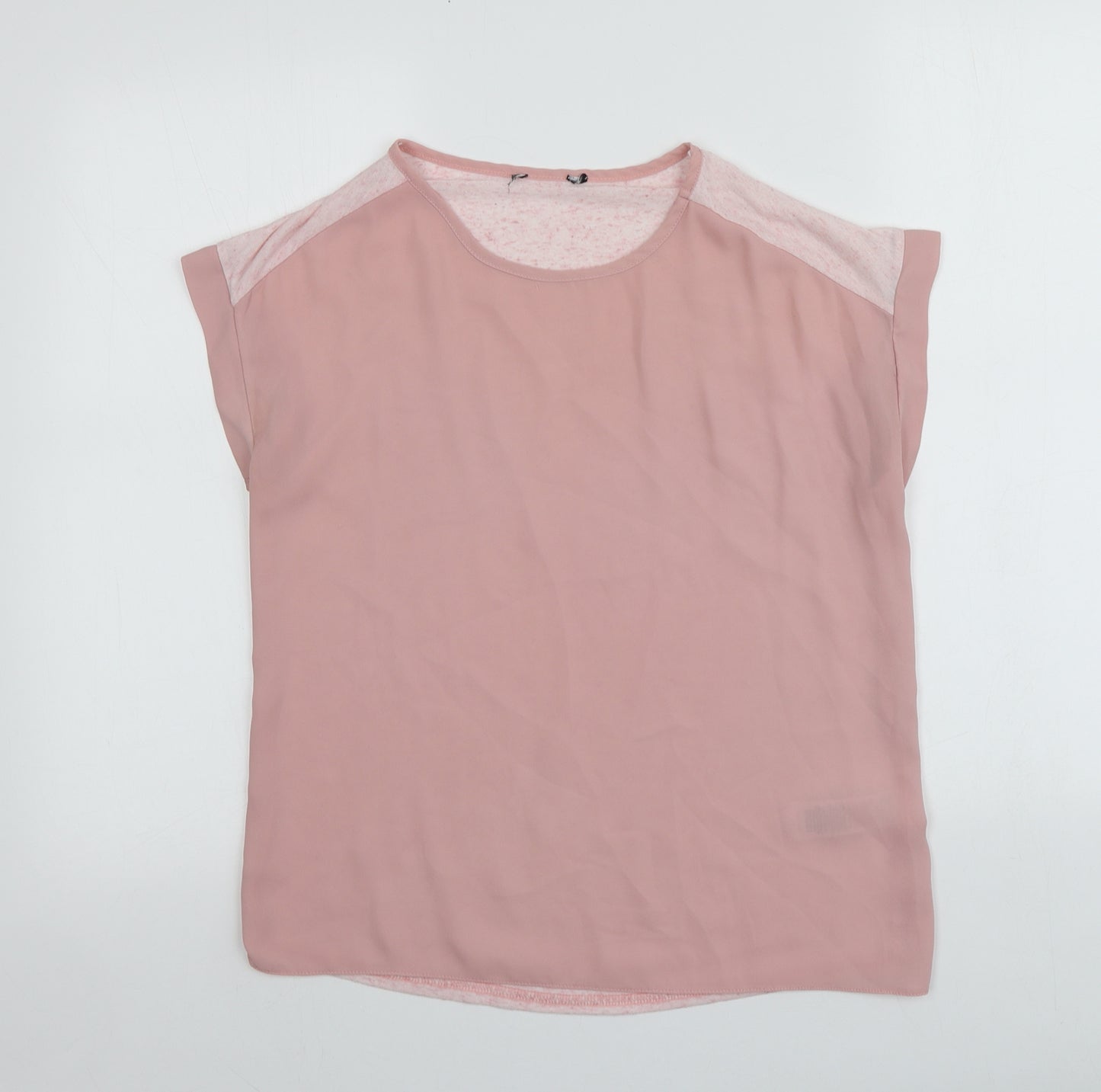 New Look Womens Pink  Polyester Basic T-Shirt Size 6 Round Neck