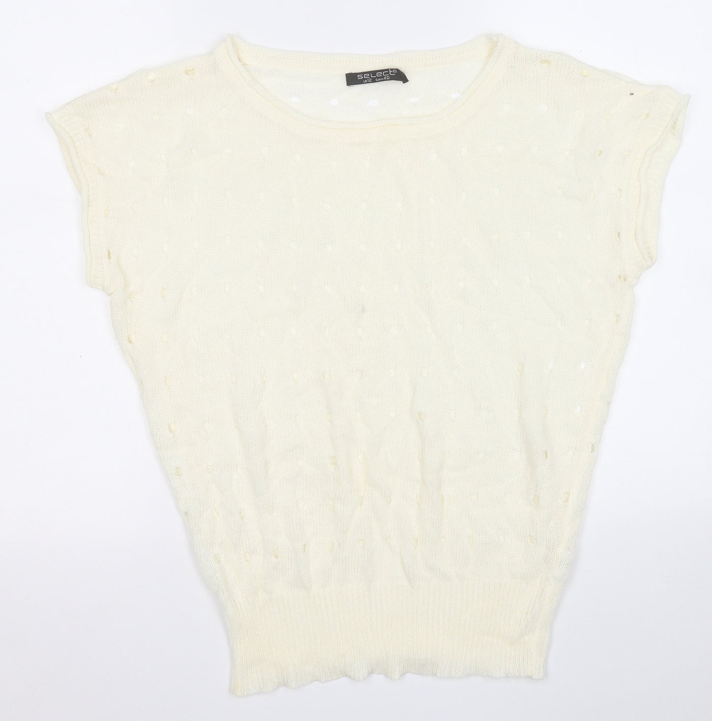 Select Womens Yellow Round Neck  Acrylic Vest Jumper Size 12