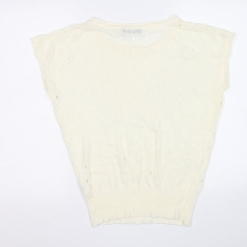 Select Womens Yellow Round Neck  Acrylic Vest Jumper Size 12