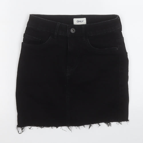 Only Womens Black  Cotton A-Line Skirt Size XS