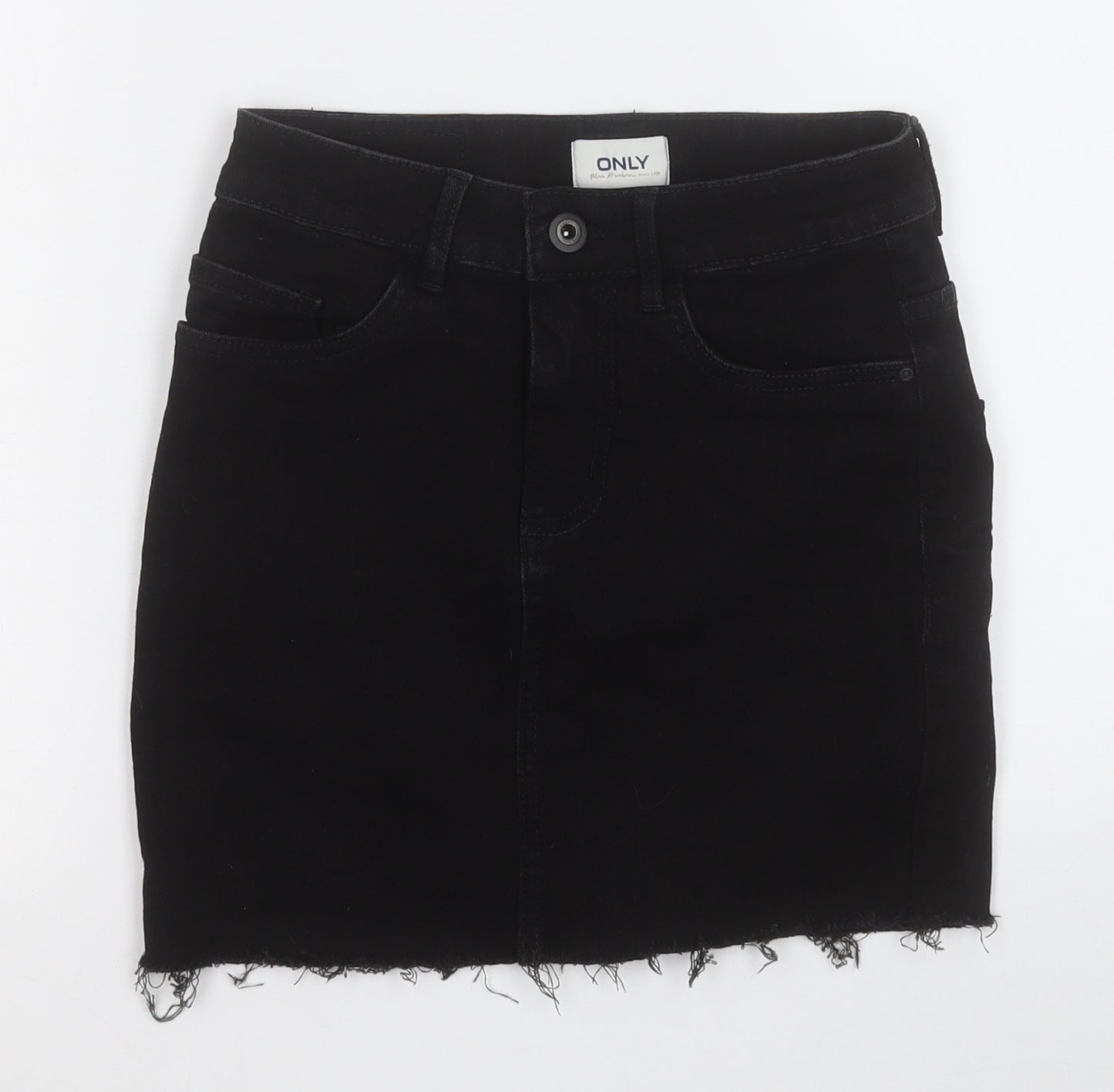Only Womens Black  Cotton A-Line Skirt Size XS