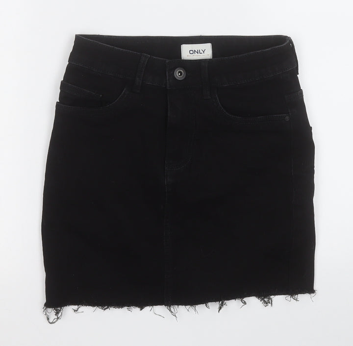 Only Womens Black Cotton A-Line Skirt Size XS