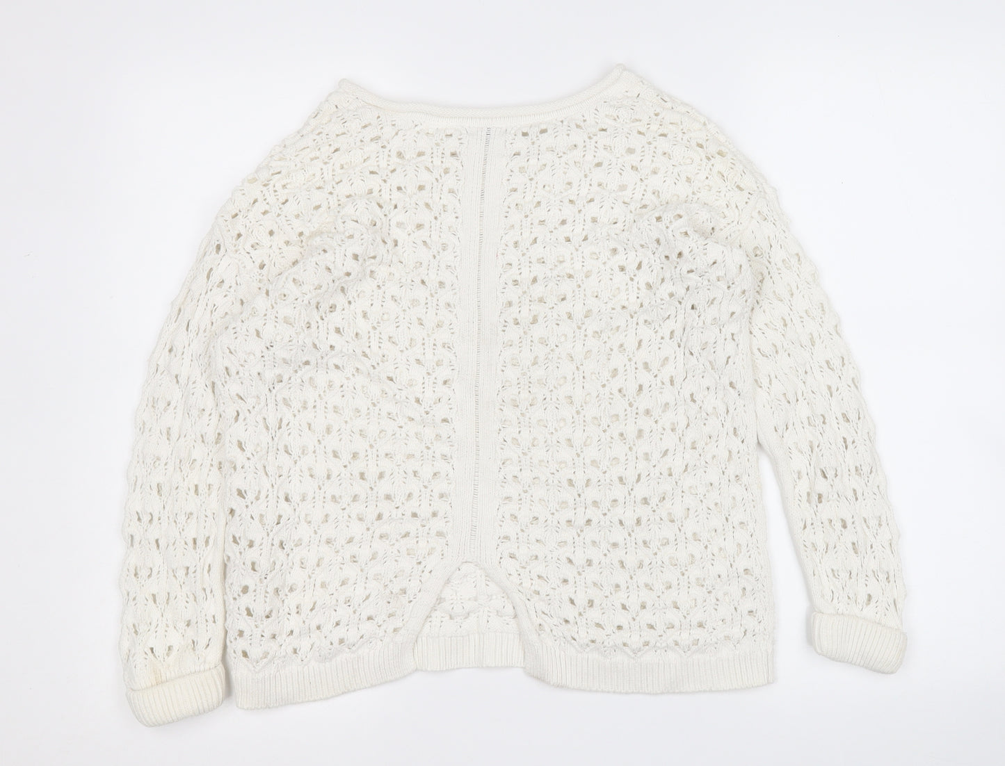 River Island Womens White Round Neck  Cotton Pullover Jumper Size 6