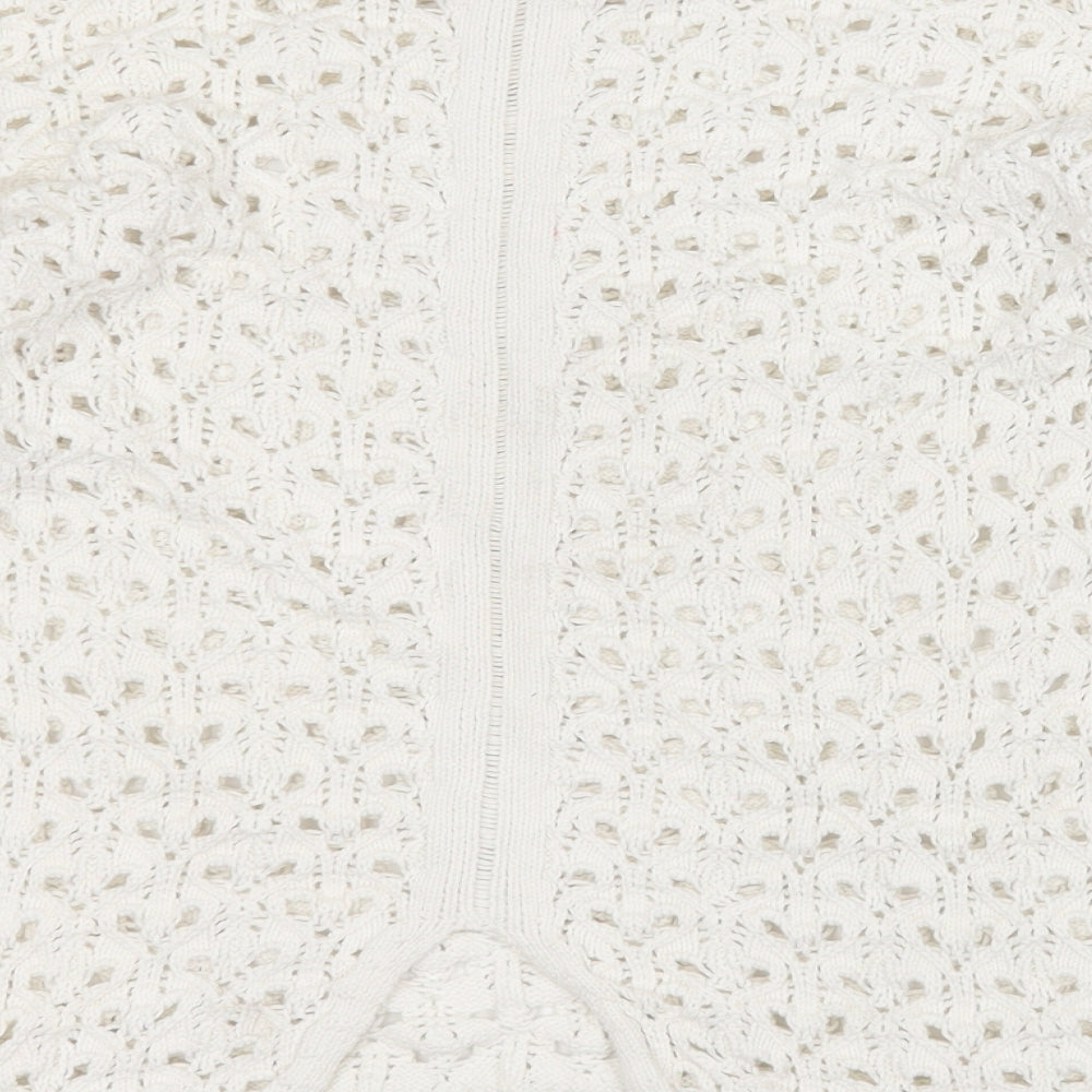 River Island Womens White Round Neck  Cotton Pullover Jumper Size 6