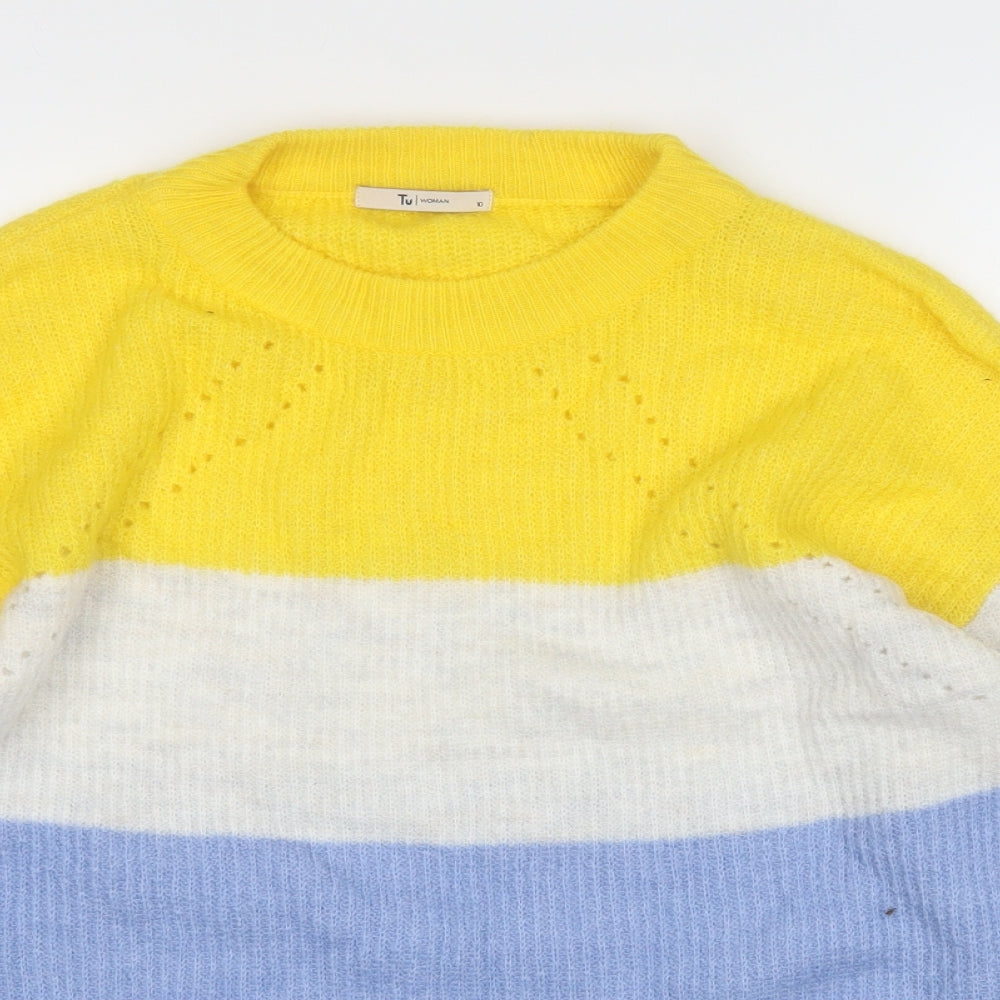 TU Womens Multicoloured Round Neck  Acrylic Pullover Jumper Size 10