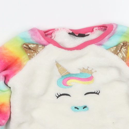 Picapino Girls Multicoloured Geometric Polyester Pullover Sweatshirt Size 4 Years   - Unicorn