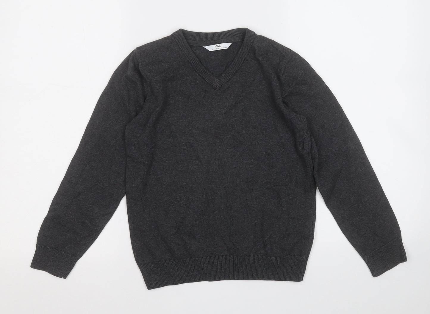 Marks and Spencer Boys Grey  Cotton Pullover Sweatshirt Size 8-9 Years
