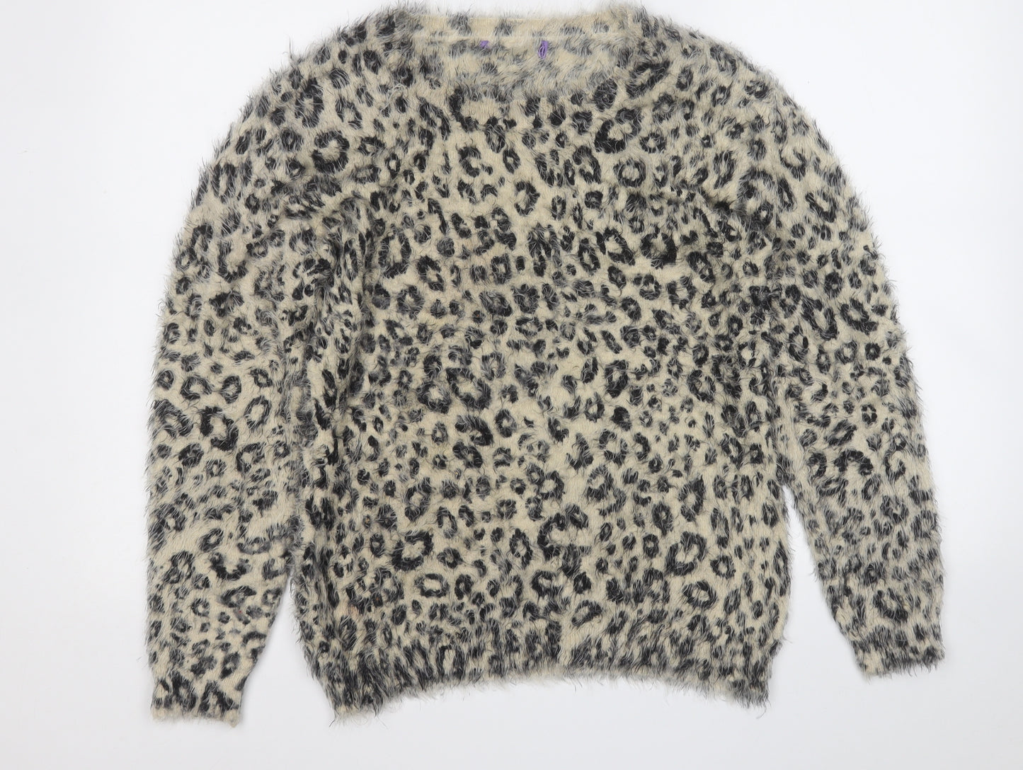 Preworn Womens Multicoloured Round Neck Animal Print Acrylic Pullover Jumper Size L