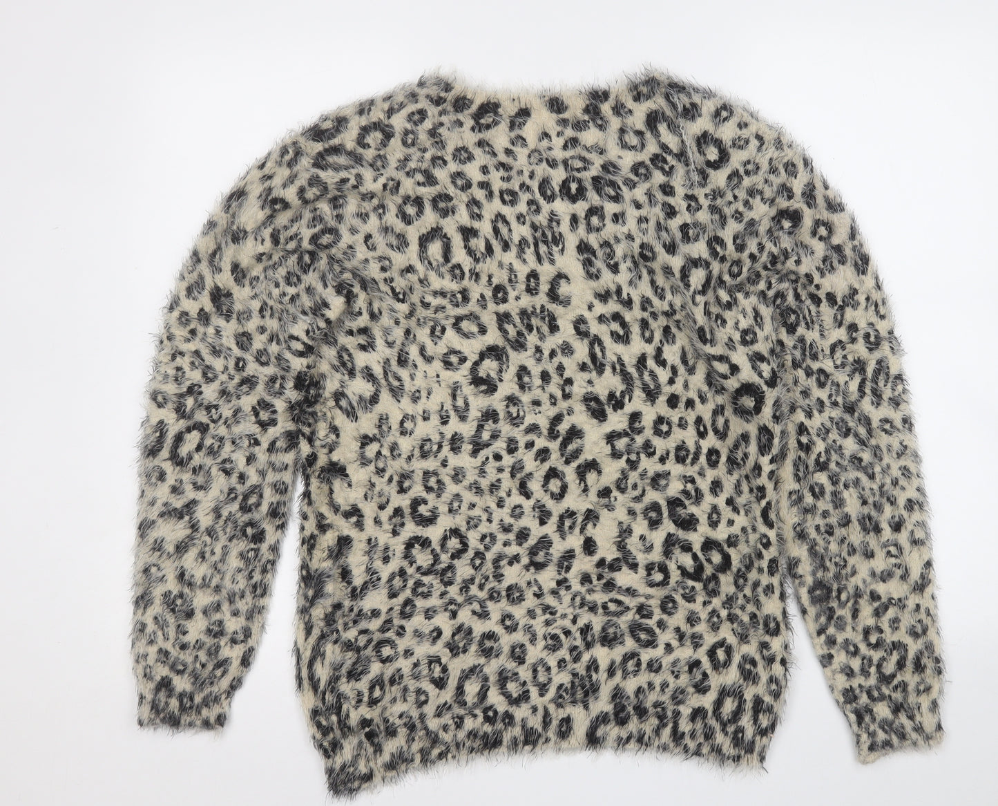 Preworn Womens Multicoloured Round Neck Animal Print Acrylic Pullover Jumper Size L