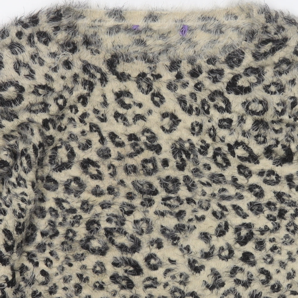 Preworn Womens Multicoloured Round Neck Animal Print Acrylic Pullover Jumper Size L