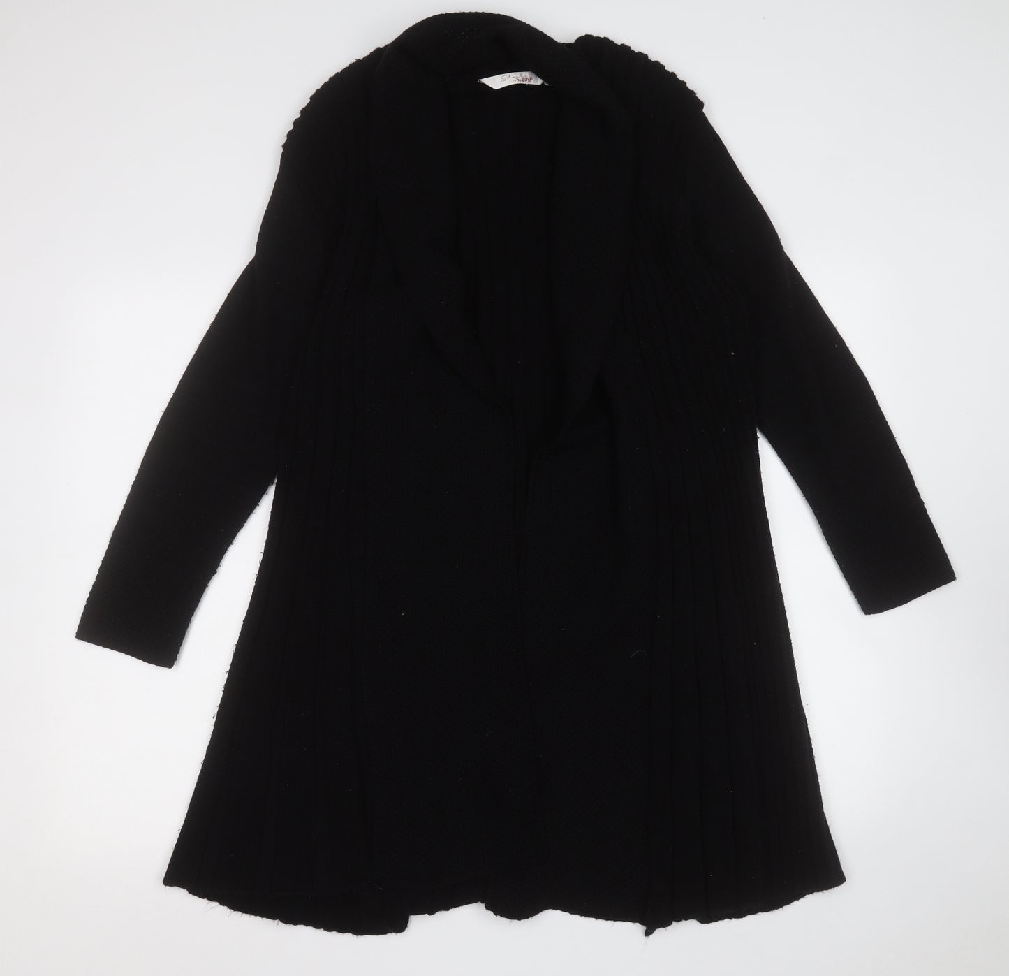 EWM Womens Black V-Neck  Acrylic Cardigan Jumper Size 14
