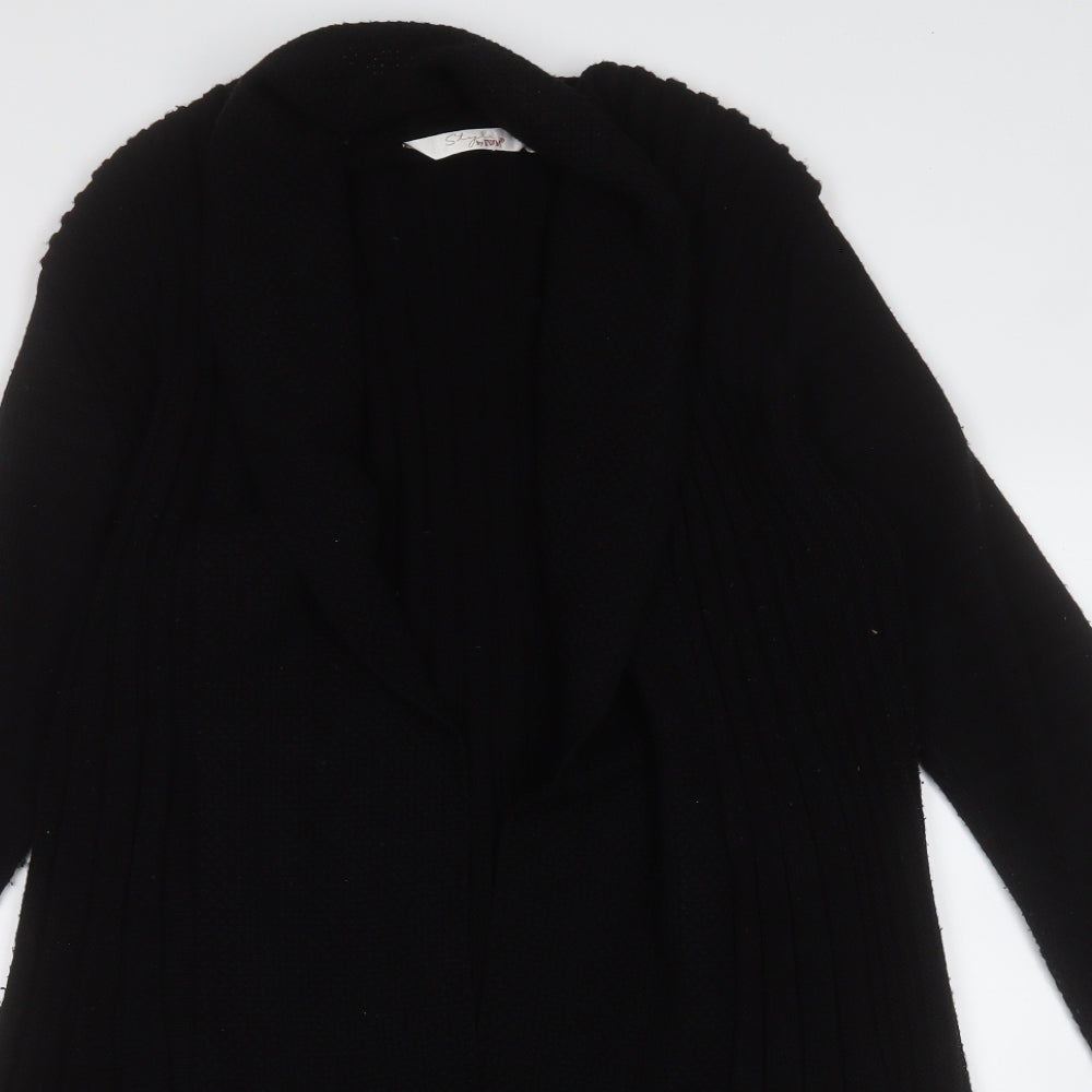 EWM Womens Black V-Neck  Acrylic Cardigan Jumper Size 14