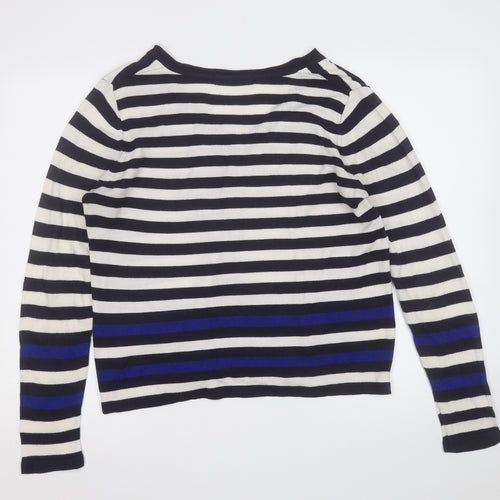 Marks and Spencer Womens Multicoloured V-Neck Striped Acrylic Pullover Jumper Size 14