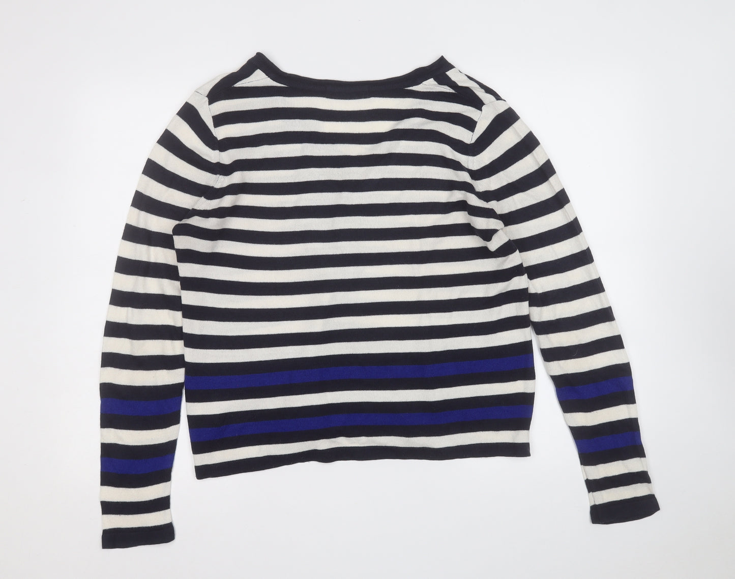 Marks and Spencer Womens Multicoloured V-Neck Striped Acrylic Pullover Jumper Size 14