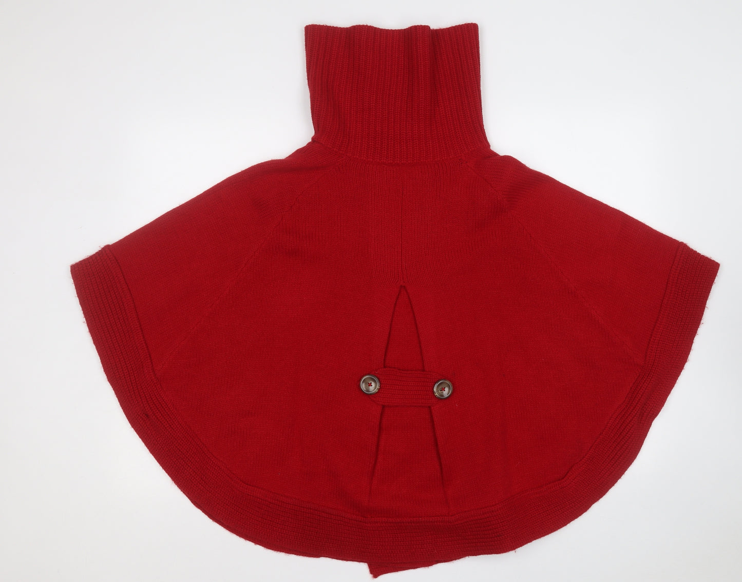 Cotton Traders Womens Red High Neck  Acrylic Cape Jumper Size 10