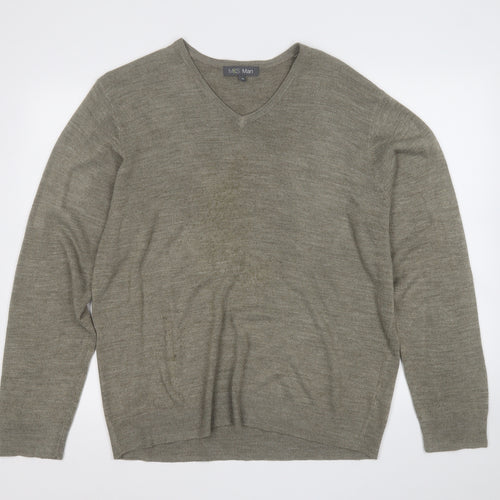 Marks and Spencer Mens Green Round Neck  Acrylic Pullover Jumper Size XL