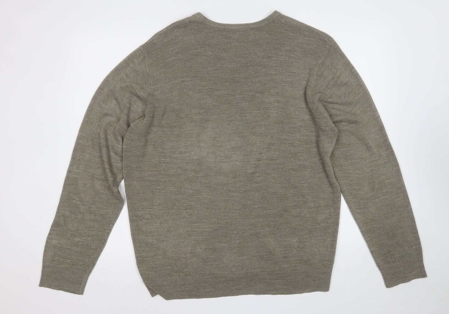 Marks and Spencer Mens Green Round Neck  Acrylic Pullover Jumper Size XL