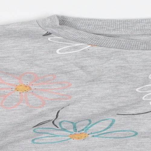 Primark Girls Grey Floral Cotton Pullover Sweatshirt Size 2-3 Years