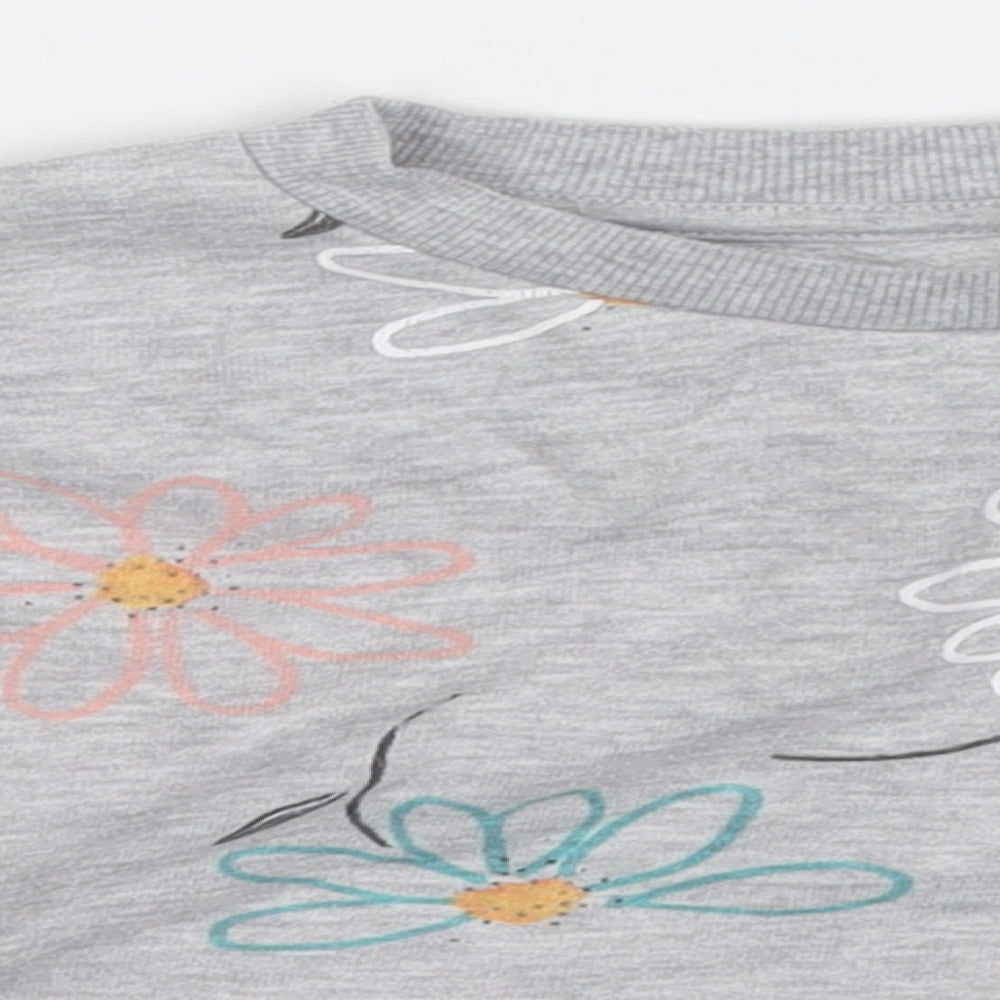 Primark Girls Grey Floral Cotton Pullover Sweatshirt Size 2-3 Years