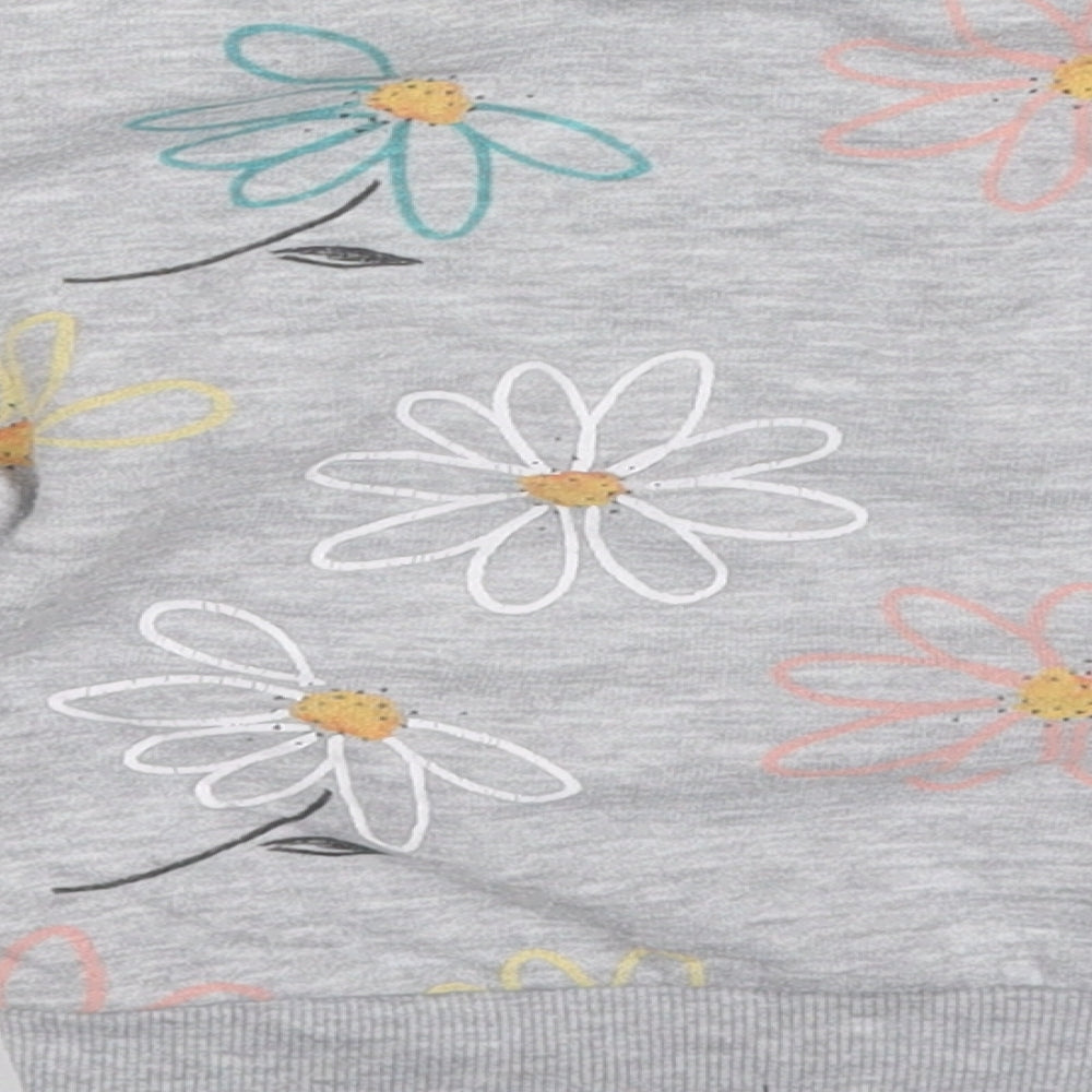 Primark Girls Grey Floral Cotton Pullover Sweatshirt Size 2-3 Years