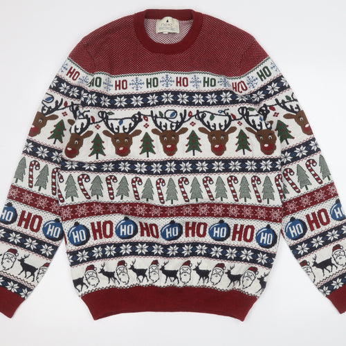NEXT Mens Multicoloured Geometric Acrylic Pullover Sweatshirt Size M