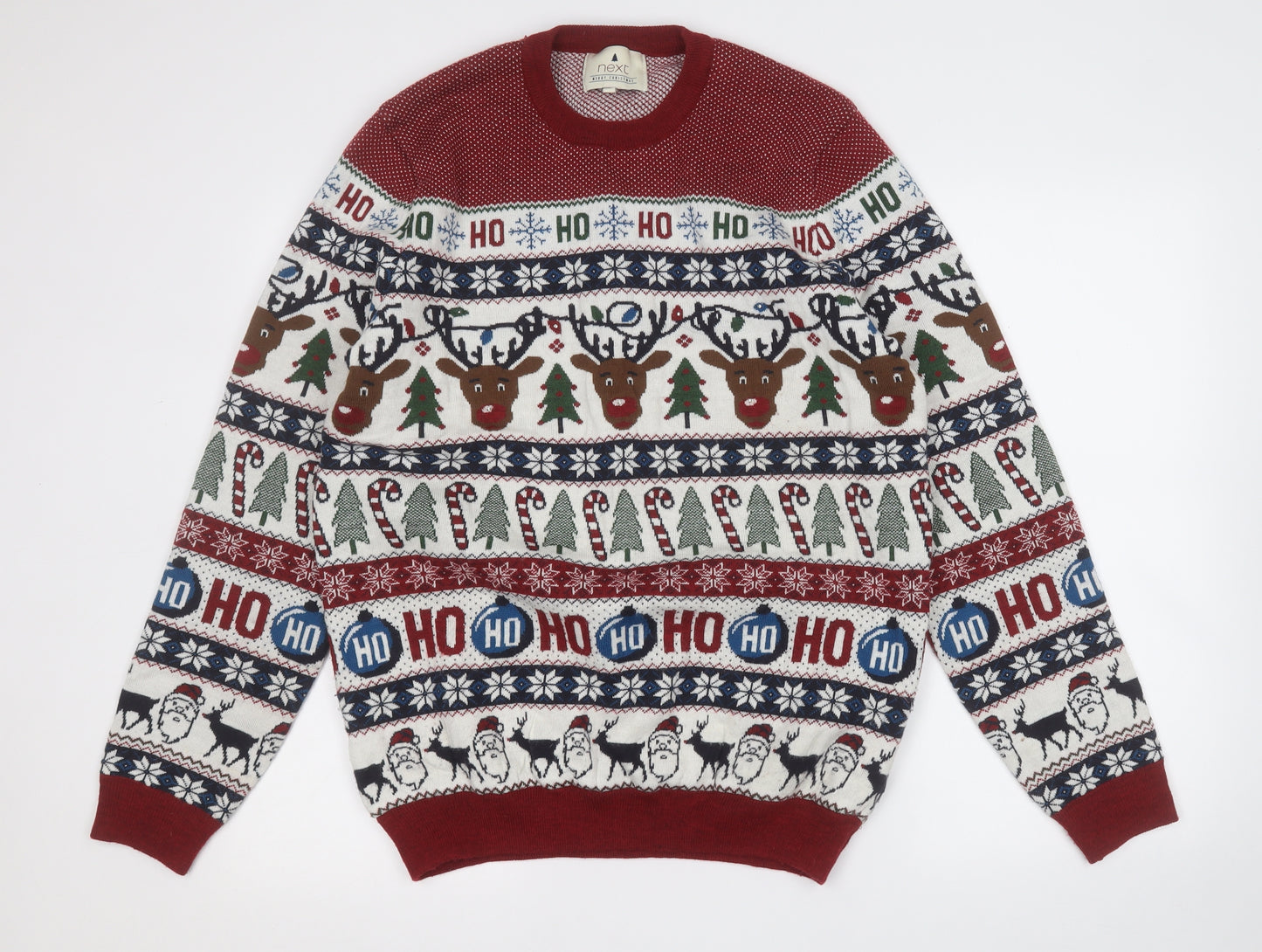 NEXT Mens Multicoloured Geometric Acrylic Pullover Sweatshirt Size M