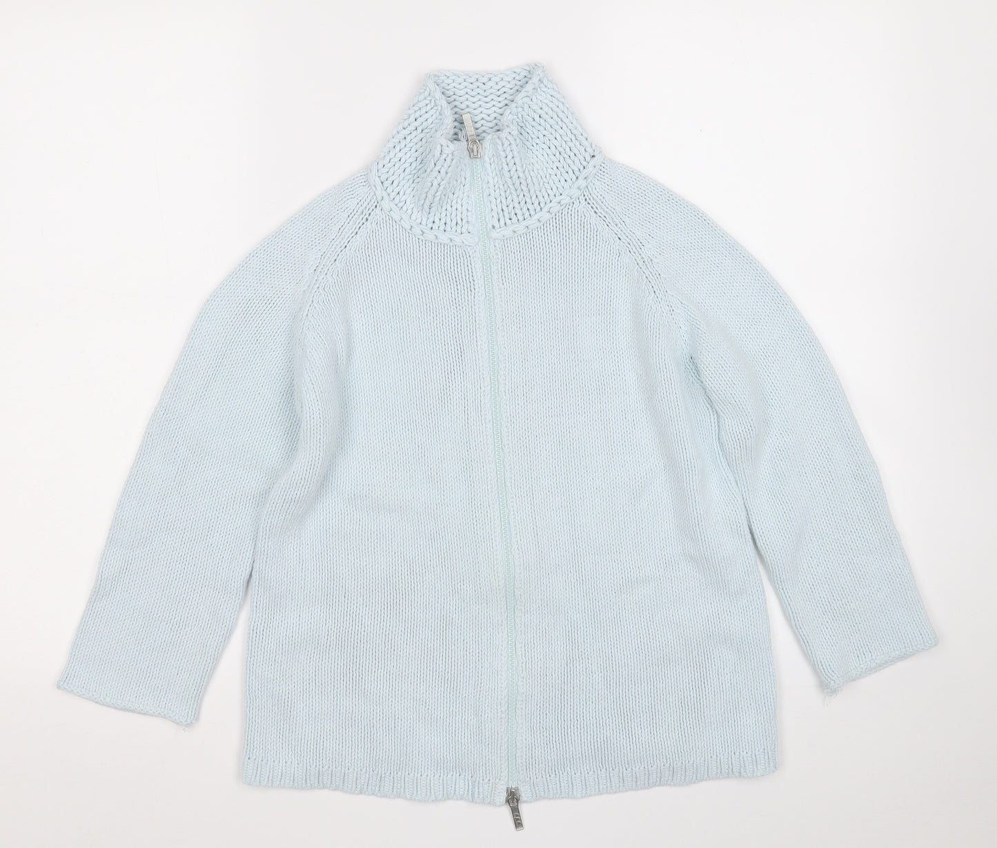 Per Una Womens Blue Round Neck  Cotton Full Zip Jumper Size S