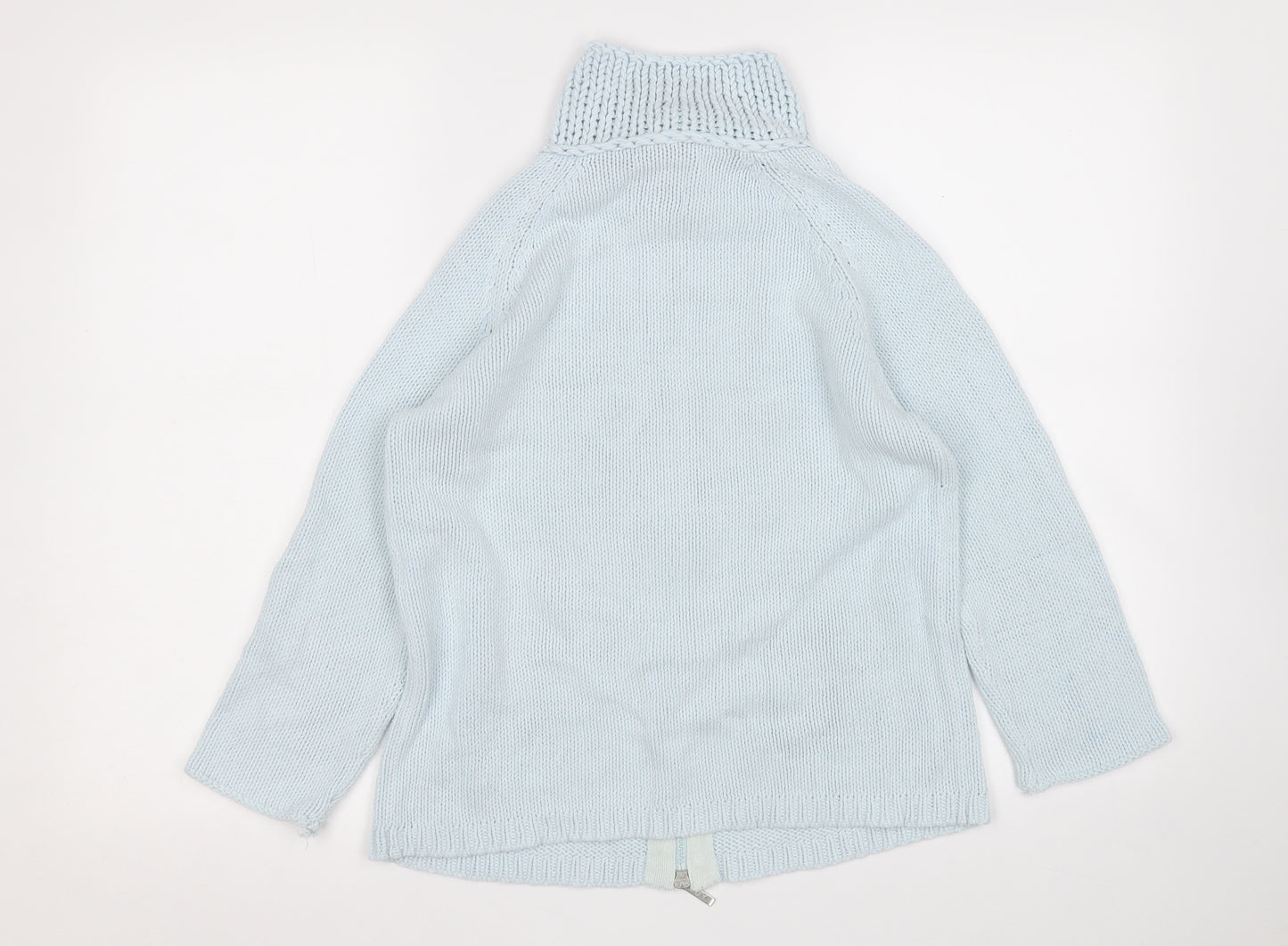 Per Una Womens Blue Round Neck  Cotton Full Zip Jumper Size S
