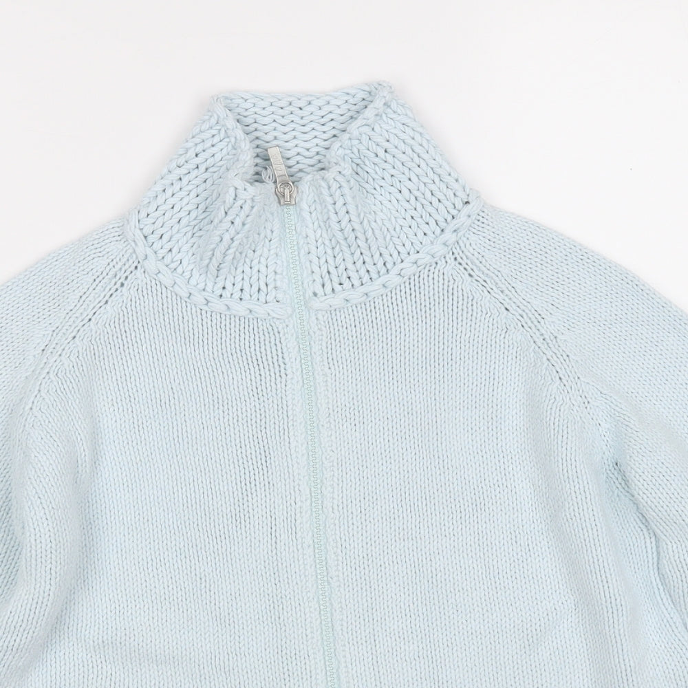 Per Una Womens Blue Round Neck  Cotton Full Zip Jumper Size S
