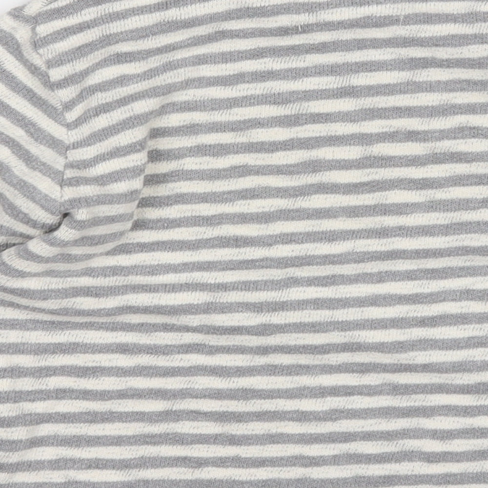 Zara Boys Grey Striped Cotton Pullover T-Shirt Size 6-7 Years Round Neck  - NYC
