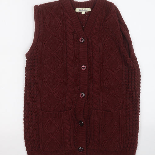 Classics Womens Red Round Neck  Acrylic Vest Jumper Size 12