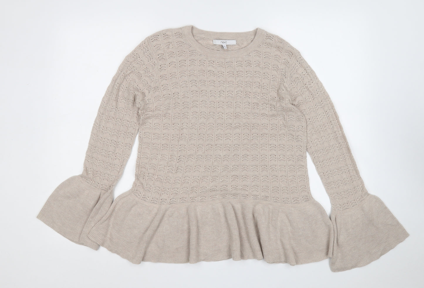NEXT Womens Beige Round Neck  Cotton Pullover Jumper Size 10