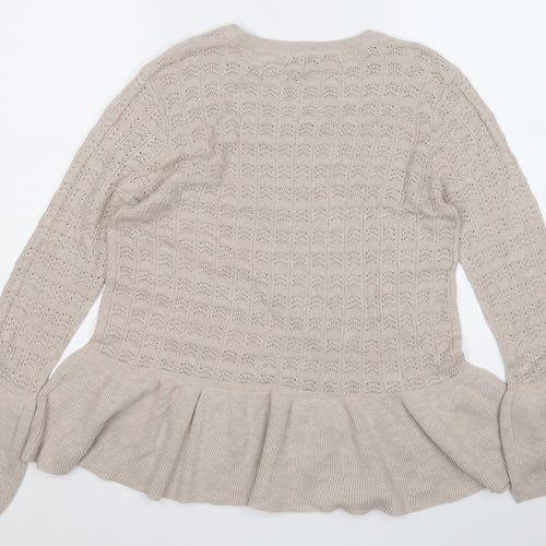 NEXT Womens Beige Round Neck  Cotton Pullover Jumper Size 10