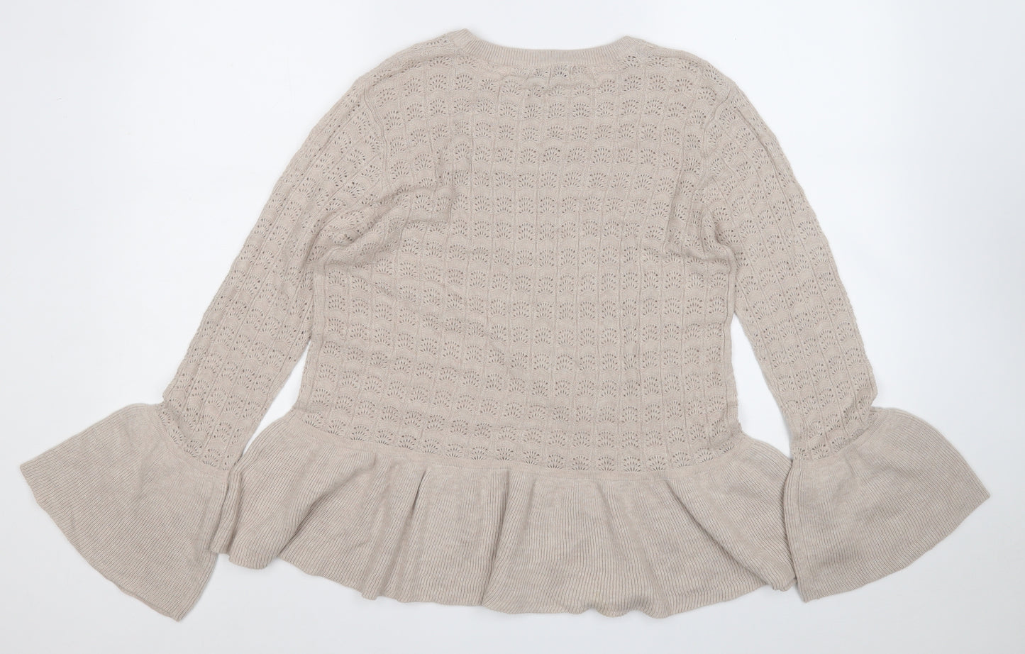 NEXT Womens Beige Round Neck  Cotton Pullover Jumper Size 10