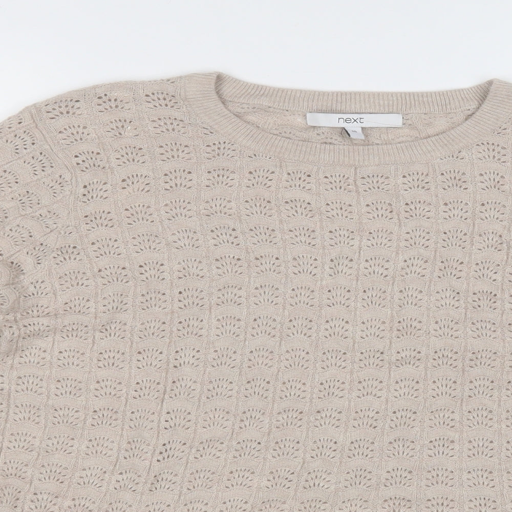 NEXT Womens Beige Round Neck  Cotton Pullover Jumper Size 10