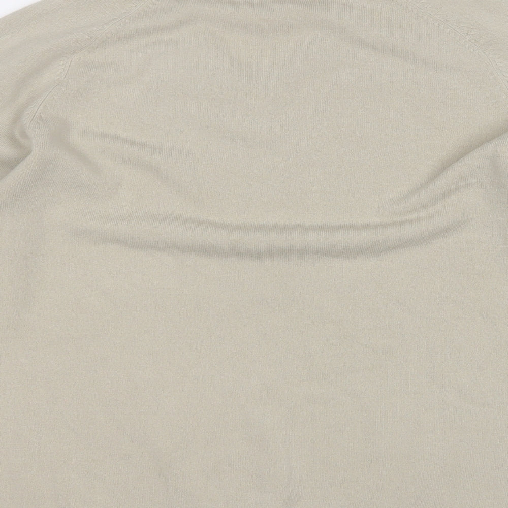 Marks and Spencer Mens Beige V-Neck  Acrylic Pullover Jumper Size S