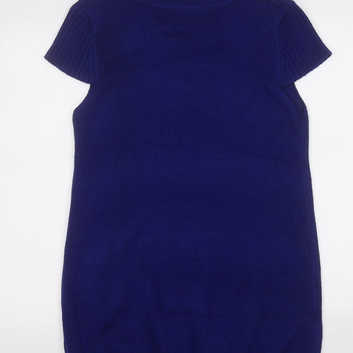 Preworn Womens Blue  Acrylic Pencil Dress  Size M  Round Neck  - Penguin