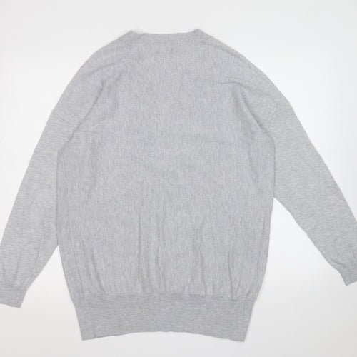 Peacocks Womens Grey V-Neck  Cotton Pullover Jumper Size 14