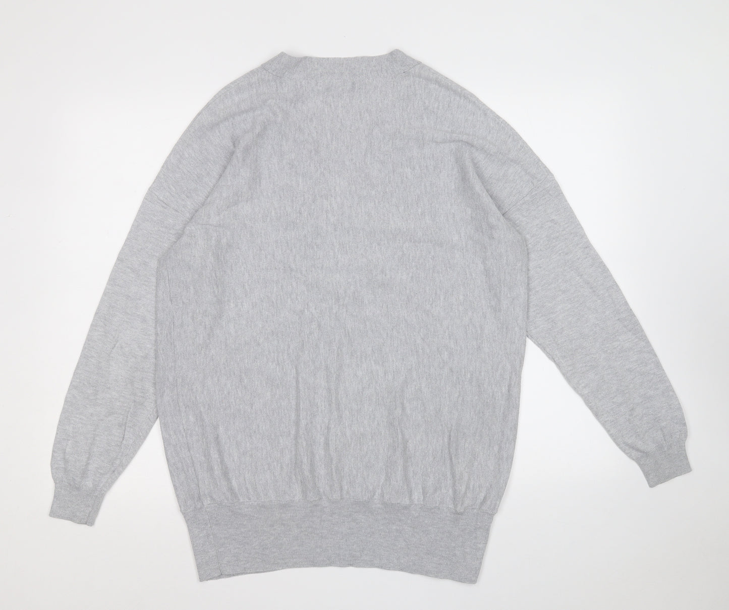 Peacocks Womens Grey V-Neck  Cotton Pullover Jumper Size 14