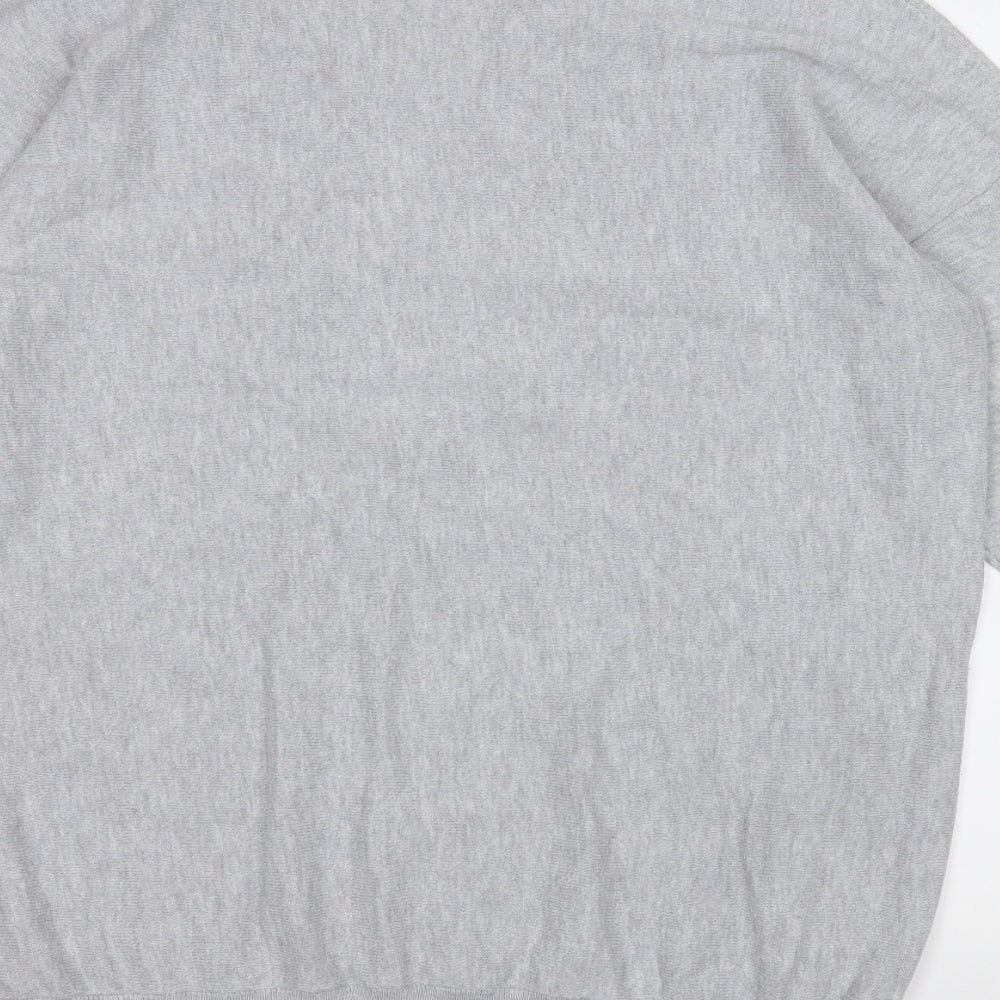Peacocks Womens Grey V-Neck  Cotton Pullover Jumper Size 14