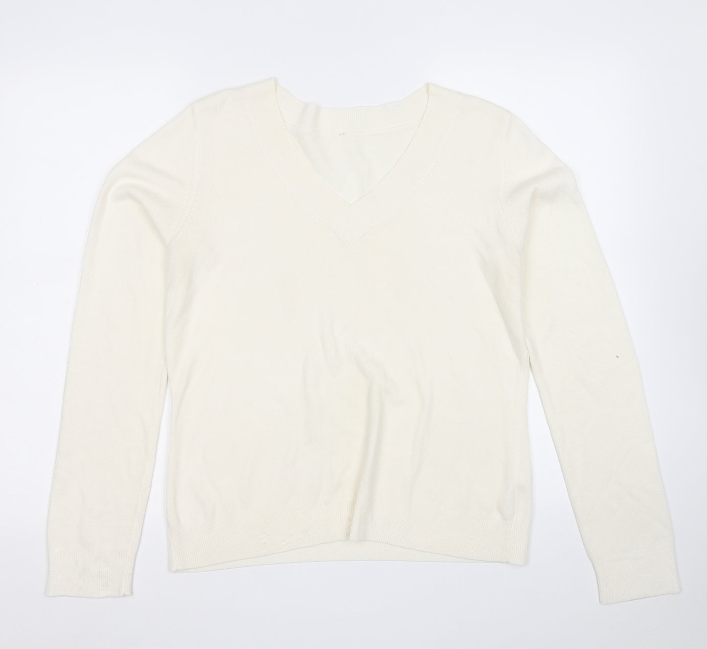 BHS Womens Yellow V-Neck  Acrylic Pullover Jumper Size 14