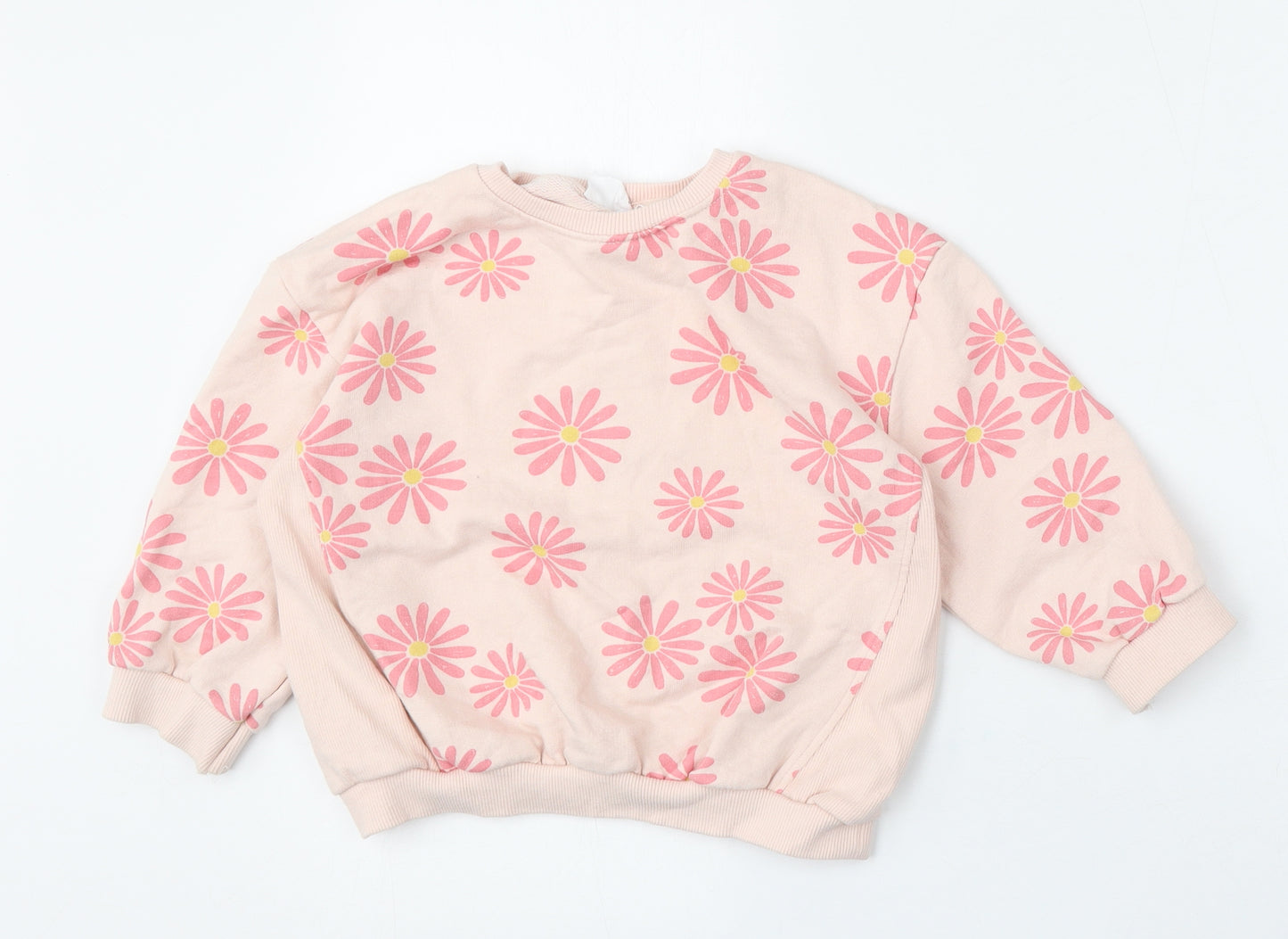 Zara Girls Pink Floral Cotton Pullover Sweatshirt Size 4-5 Years